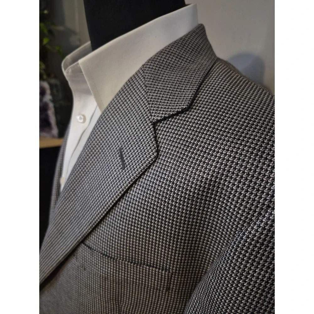 Hickey Freeman Mens 44R Wool Silk Sport Coat Navy Multi Geometric USA Q481